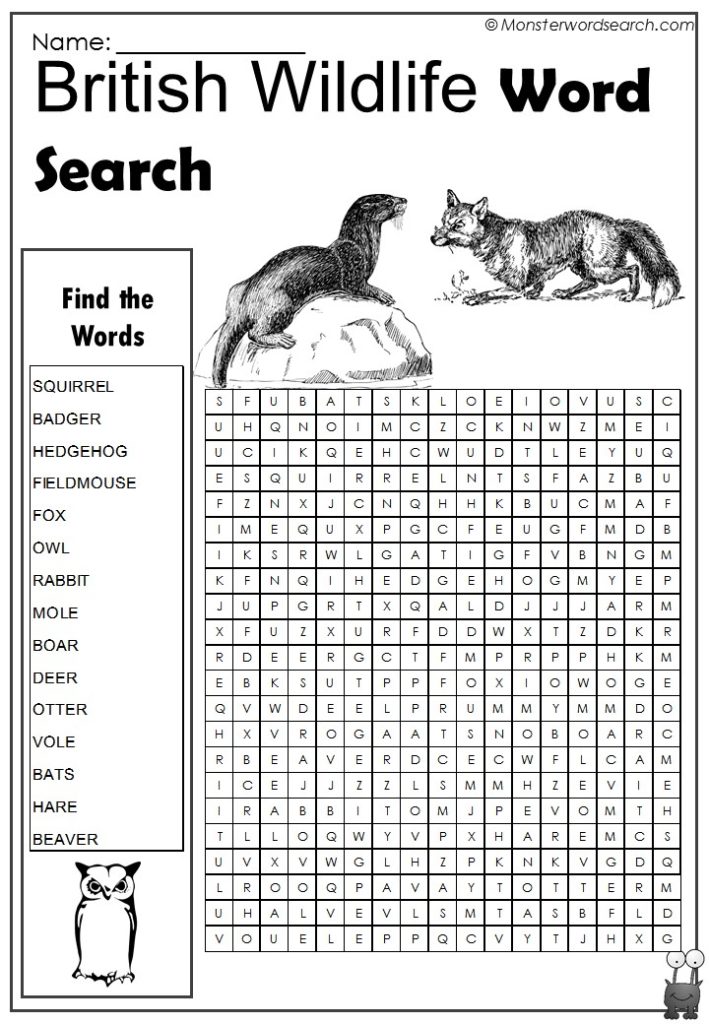British Wildlife Word Search