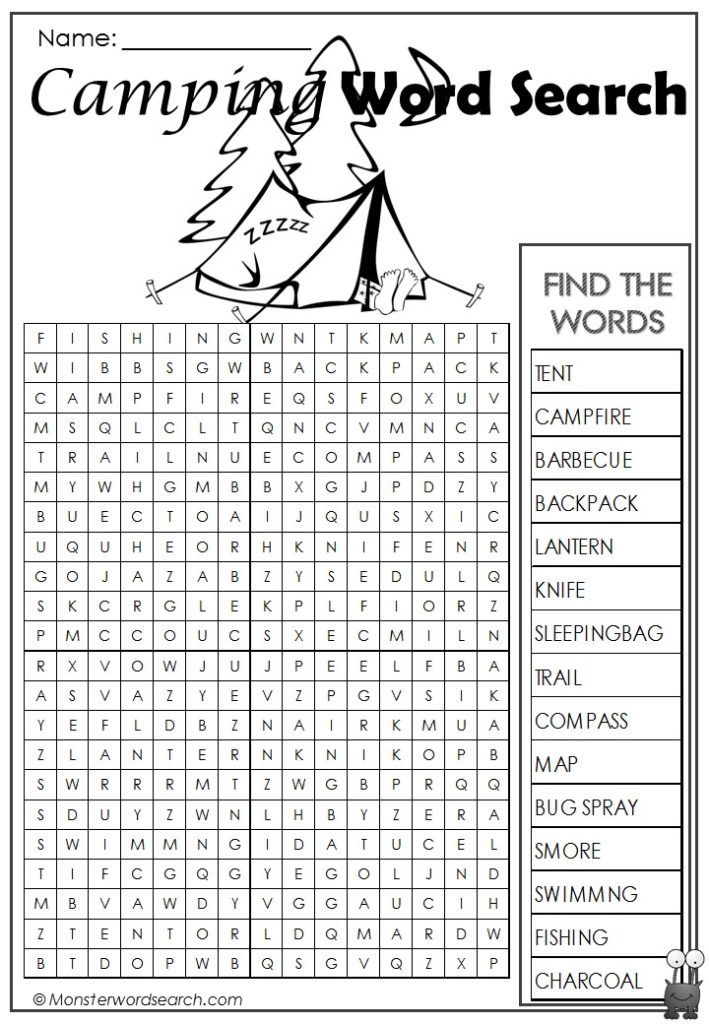 camping word search