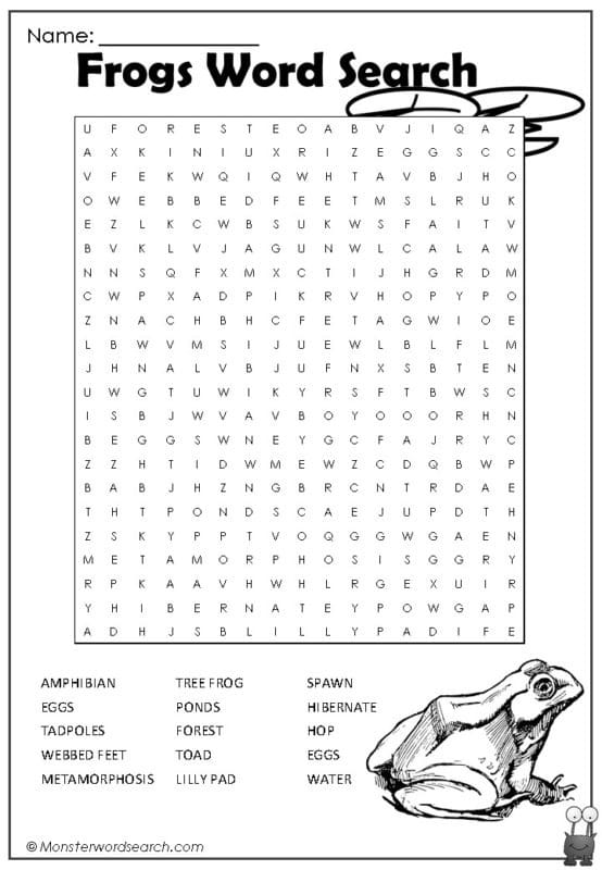 Frogs Word Search