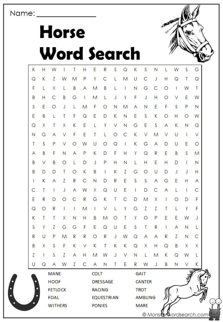 Horse Word Search
