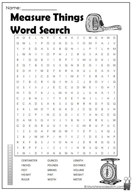 Measure Things Word Search