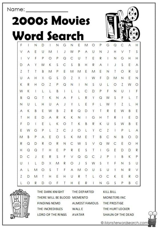 2000s Movies Word Search