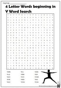 4 letter words beginning in y word search monster word