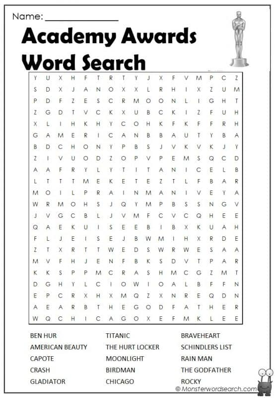 Academy Awards Word Search