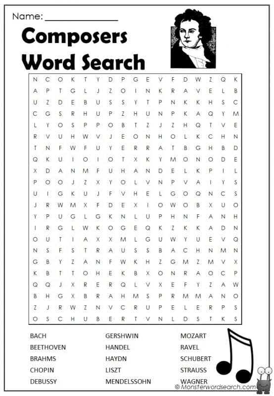 Art Entertainment Archives Monster Word Search