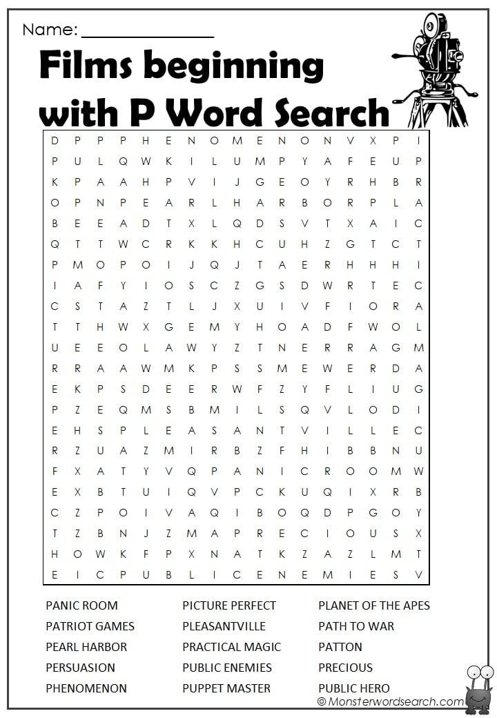 films beginning with p word search