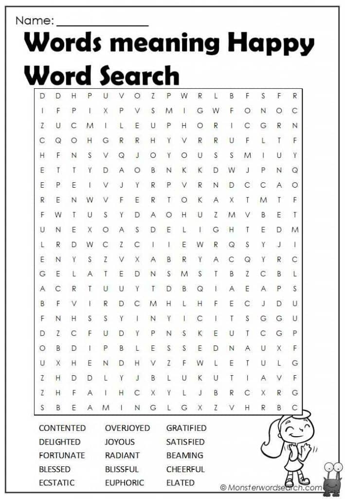 Words Meaning Playful Word Search Monster Word Search