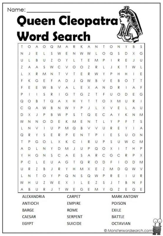 Queen Cleopatra Word Search