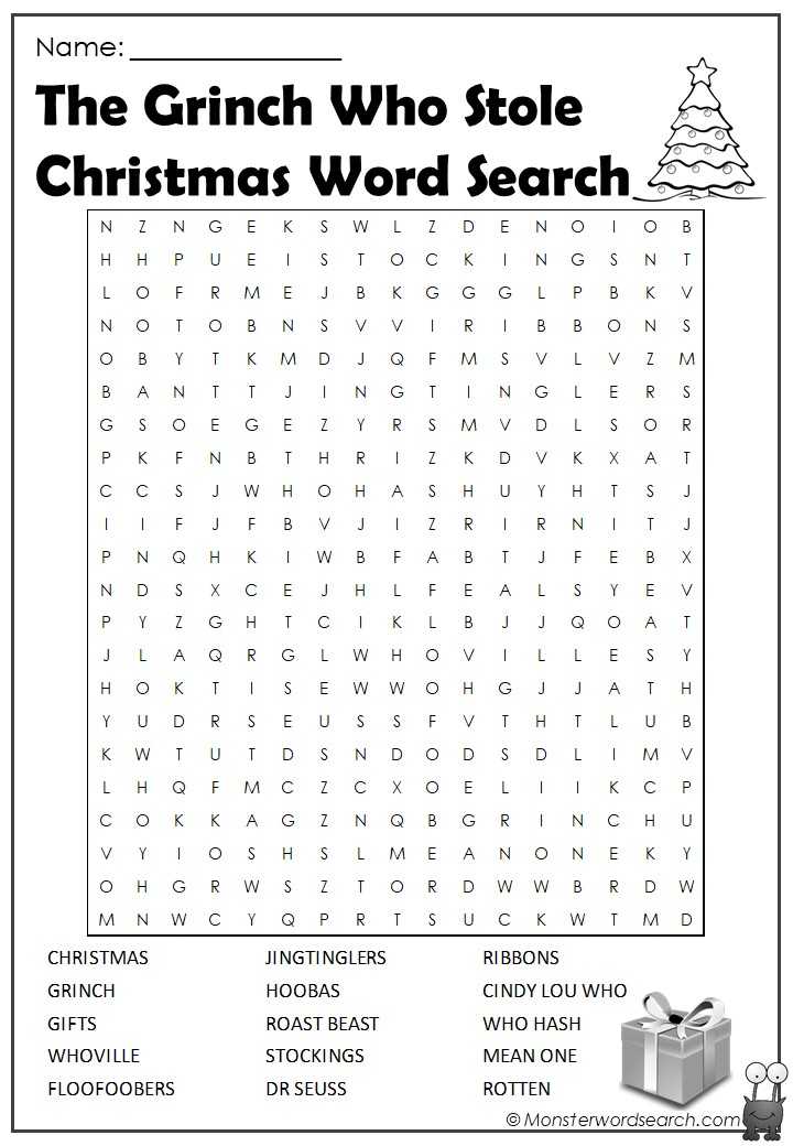 The Grinch Who Stole Christmas Word Search