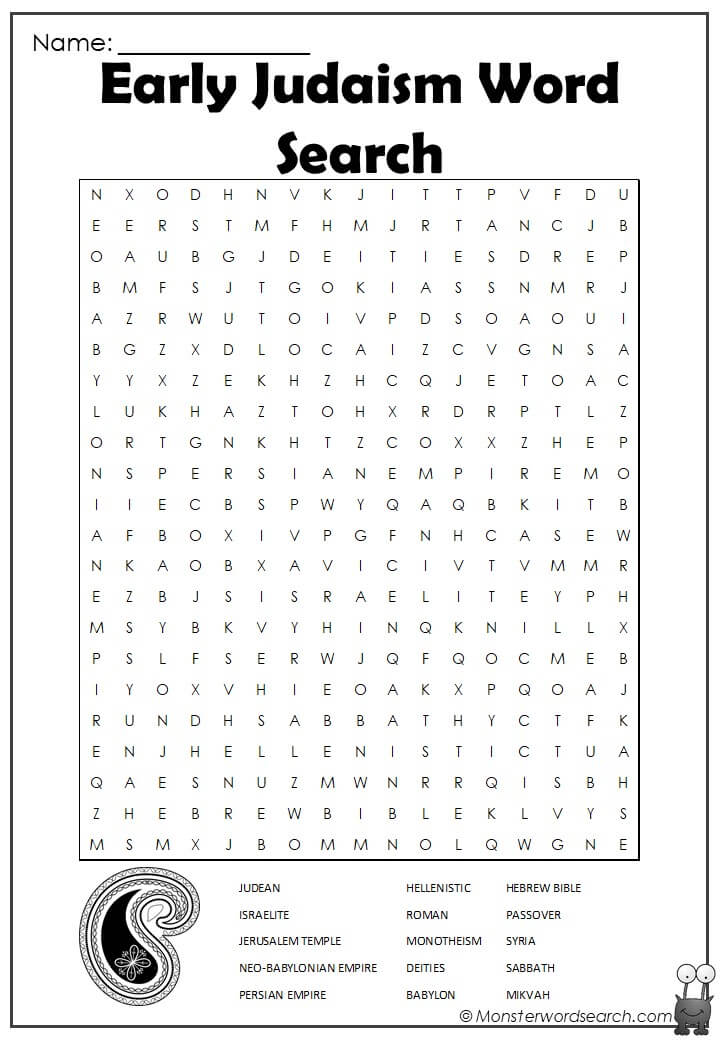 Early Judaism Word Search- Monster Word Search