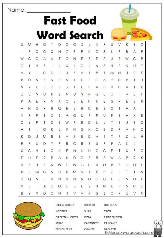 Fast Food Word Search