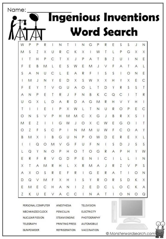 Ingenious Inventions Word Search