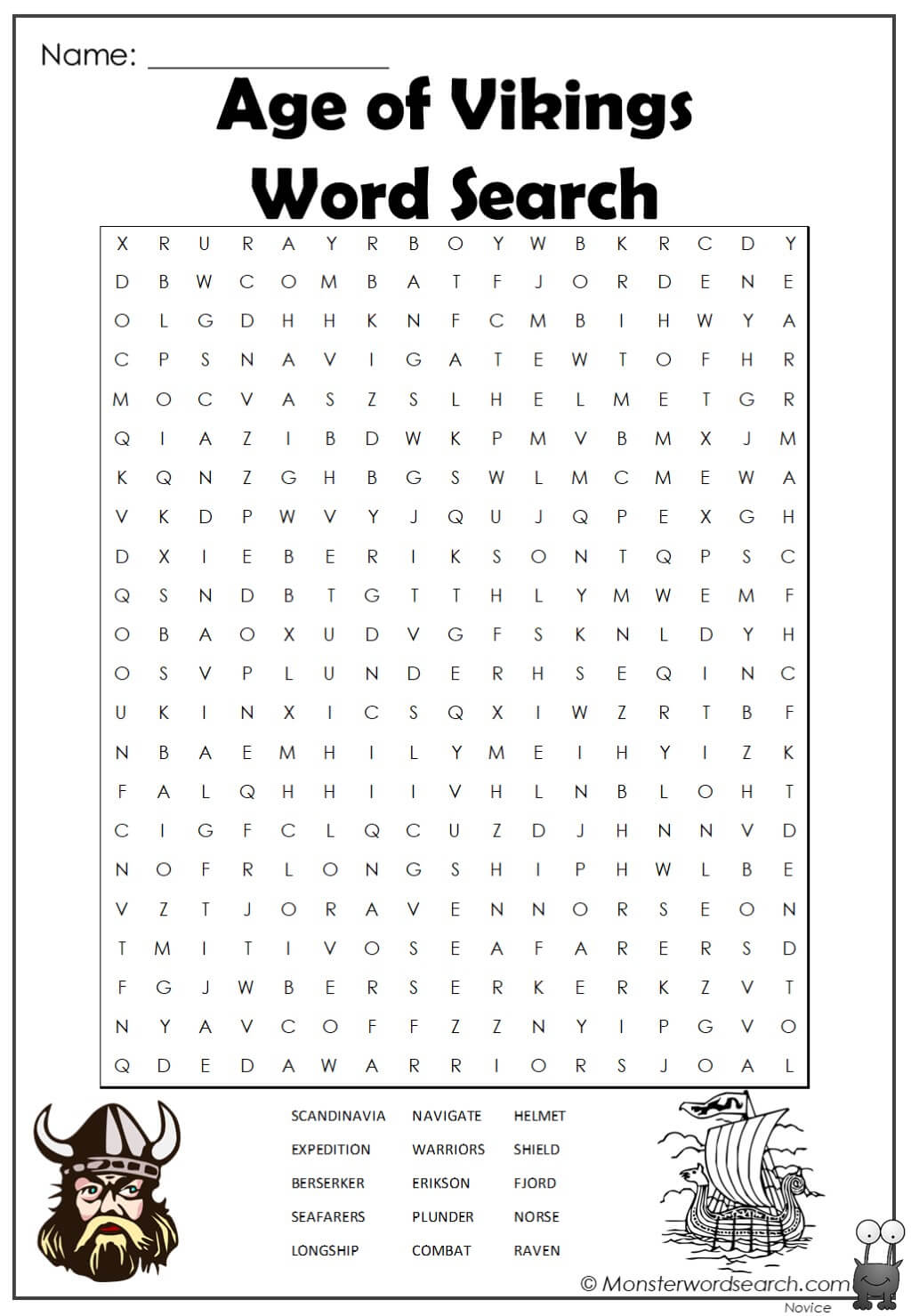 age of vikings word search