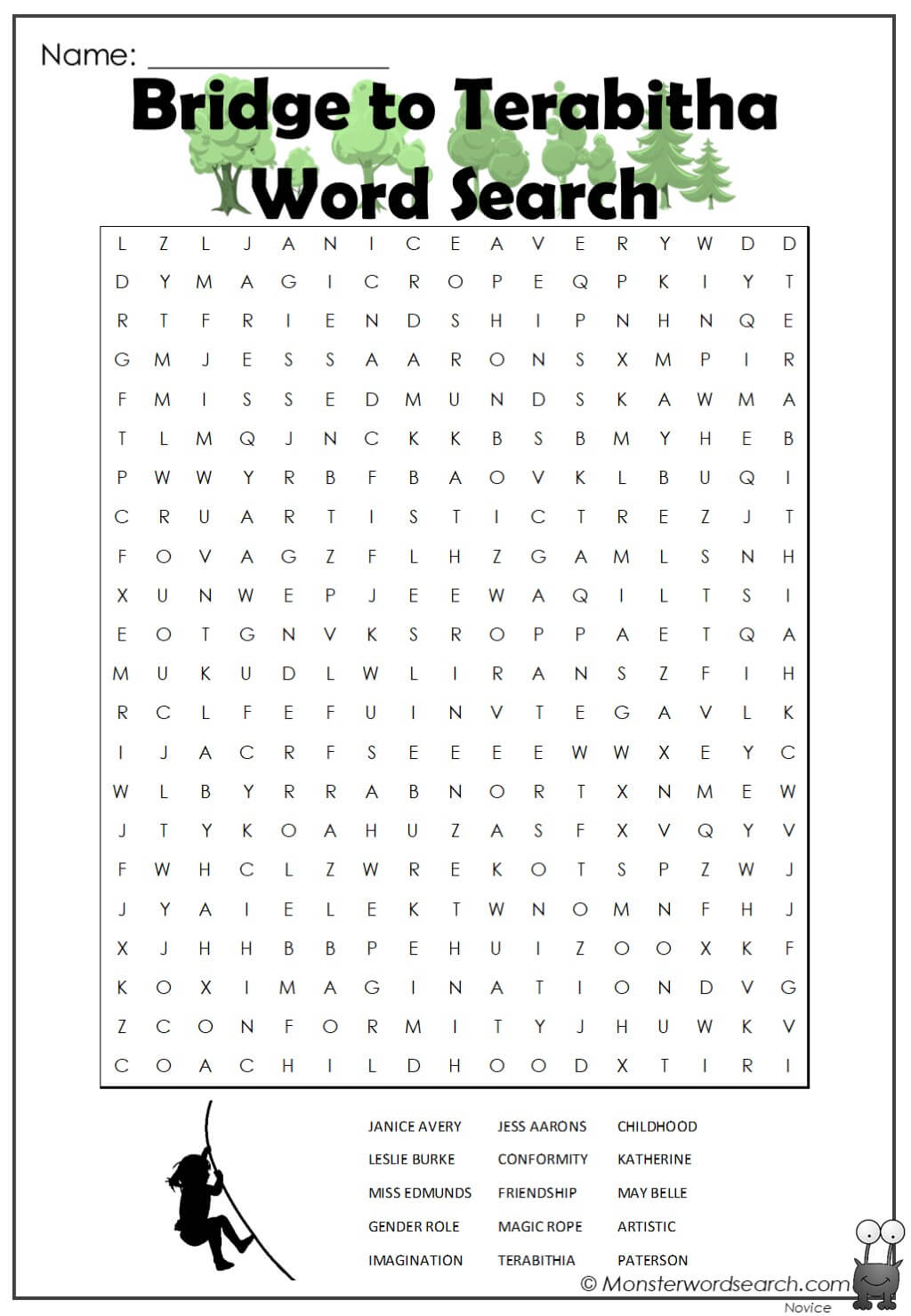 Bridge to Terabitha Word Search Monster Word Search