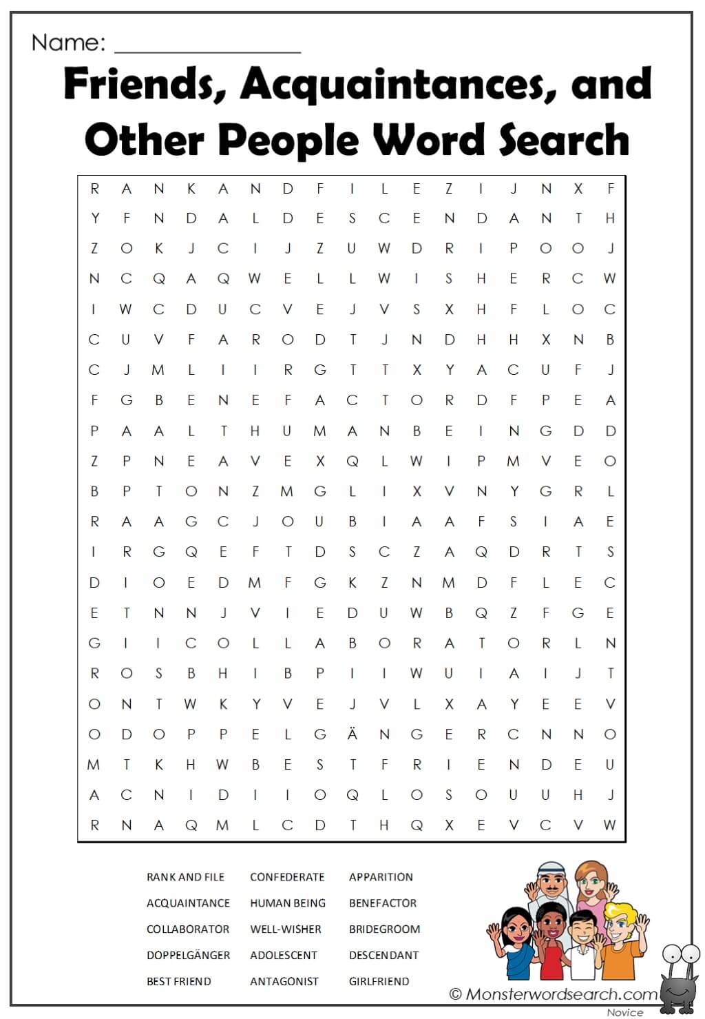 friends acquaintances and other people word search