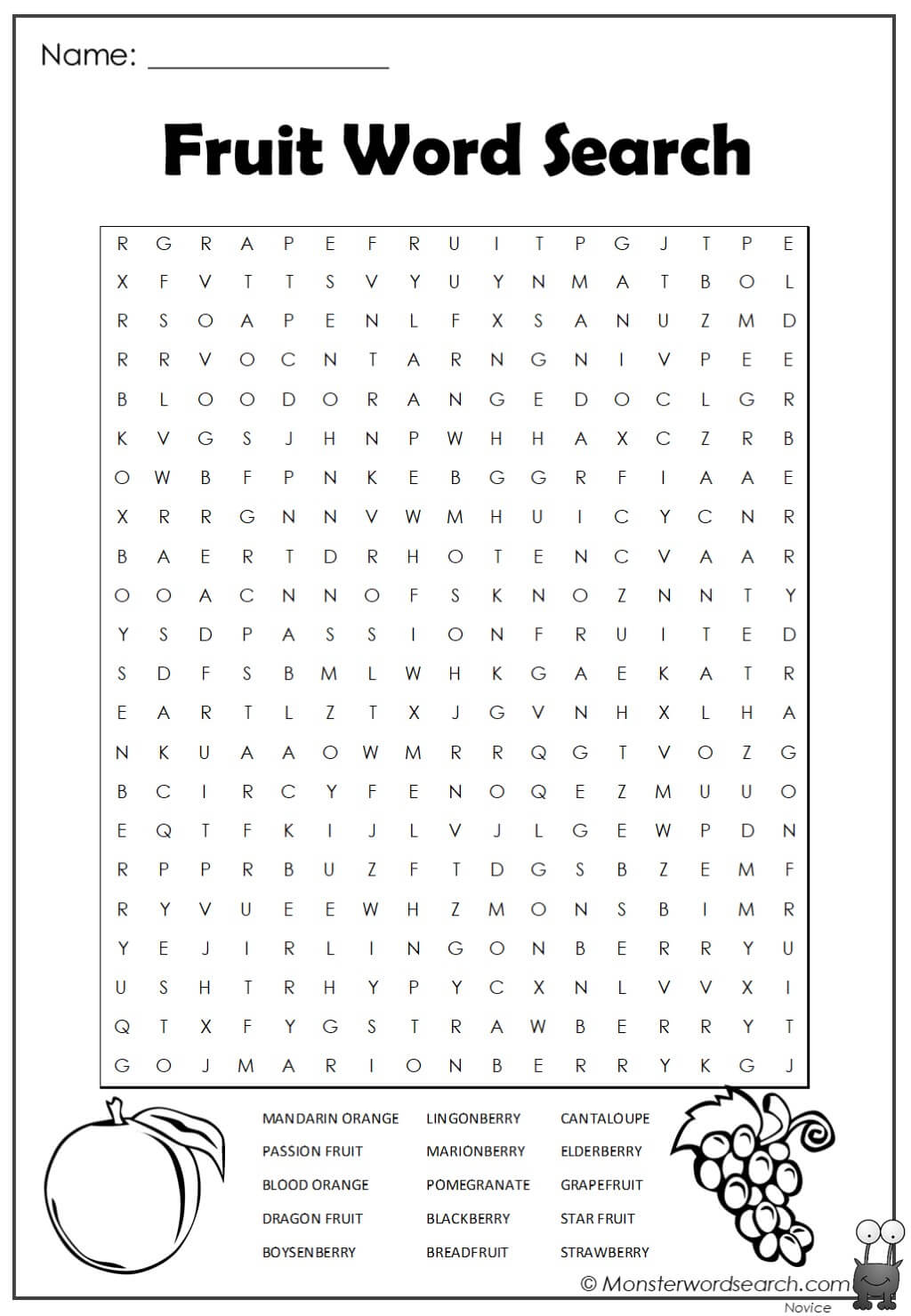This is a printable Fruit Word Search" pdf file, just click on the ima...