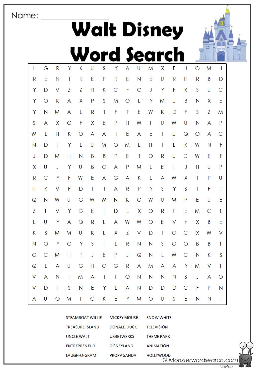 Walt Disney Word Search