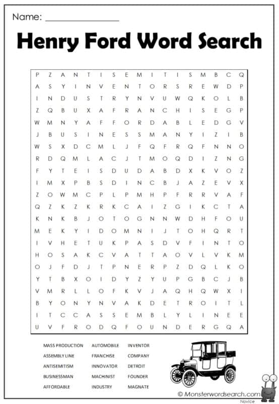 Henry Ford Word Search