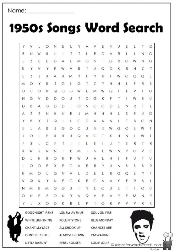 1950s Songs Word Search