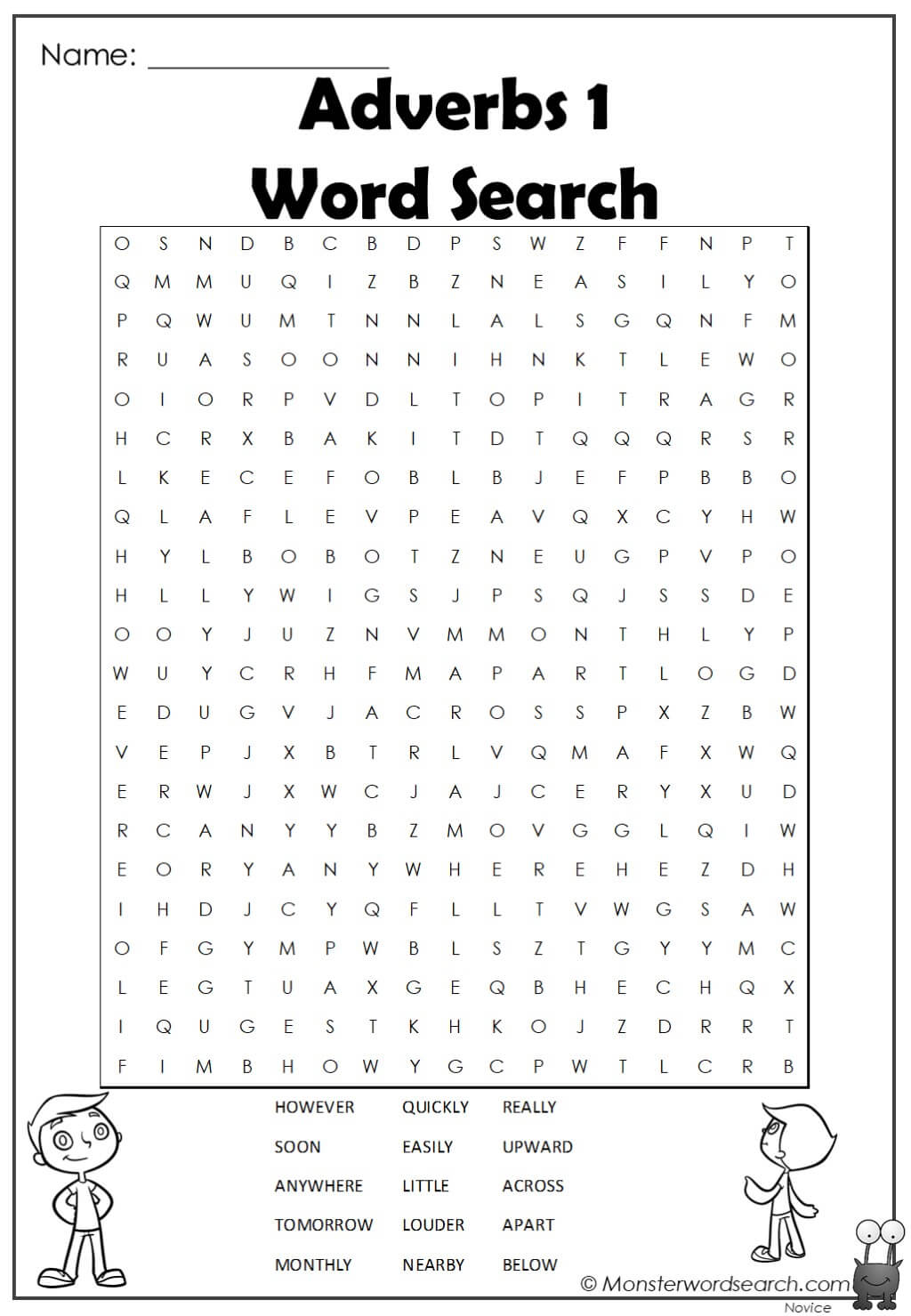 Adverbs Word Search