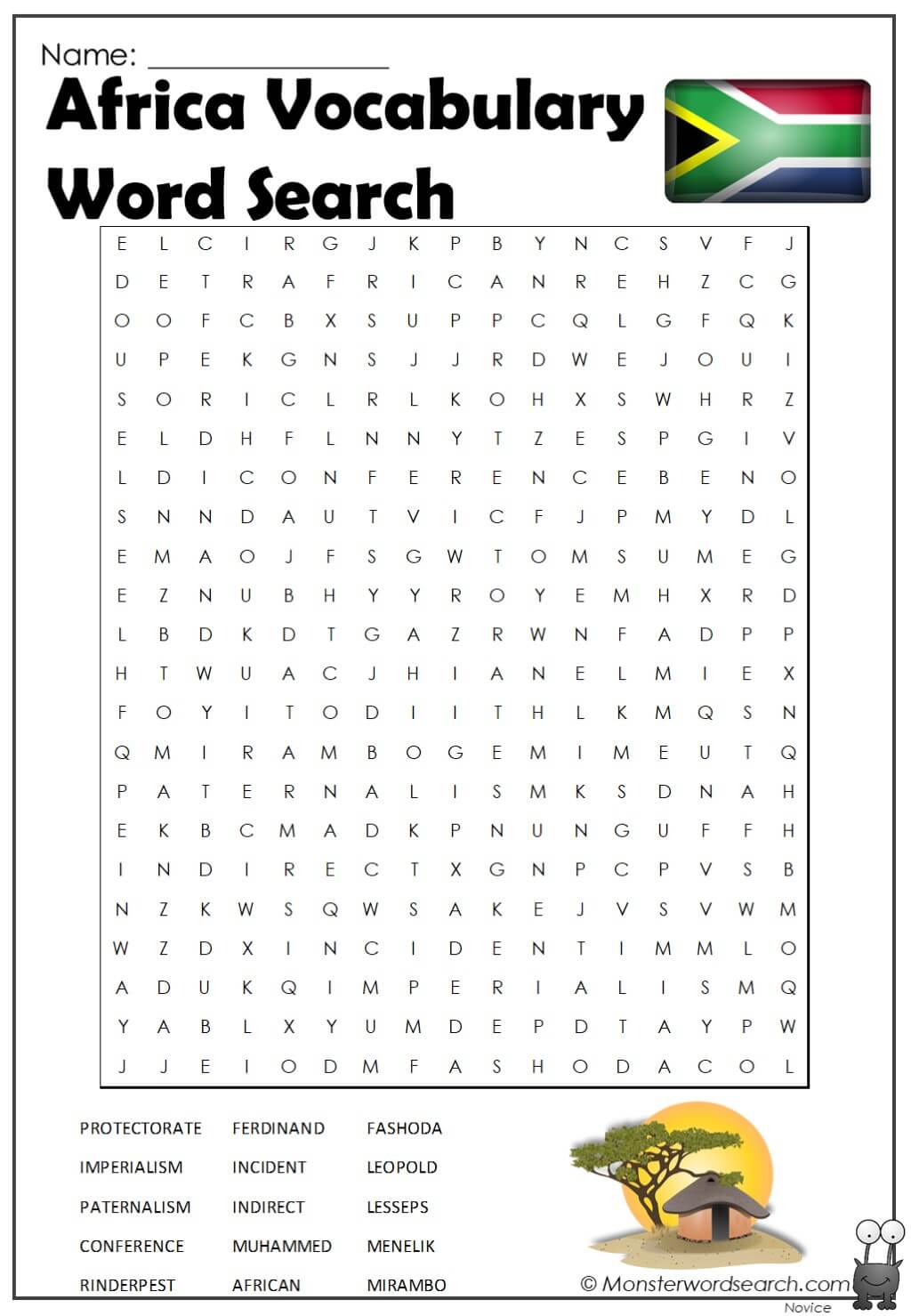 Africa Vocabulary Word Search