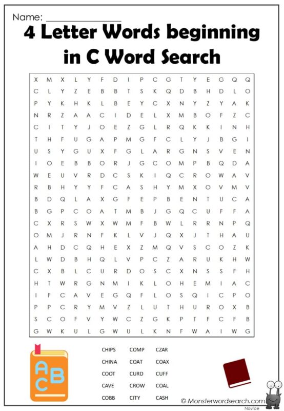 4 Letter Words beginning in C Word Search