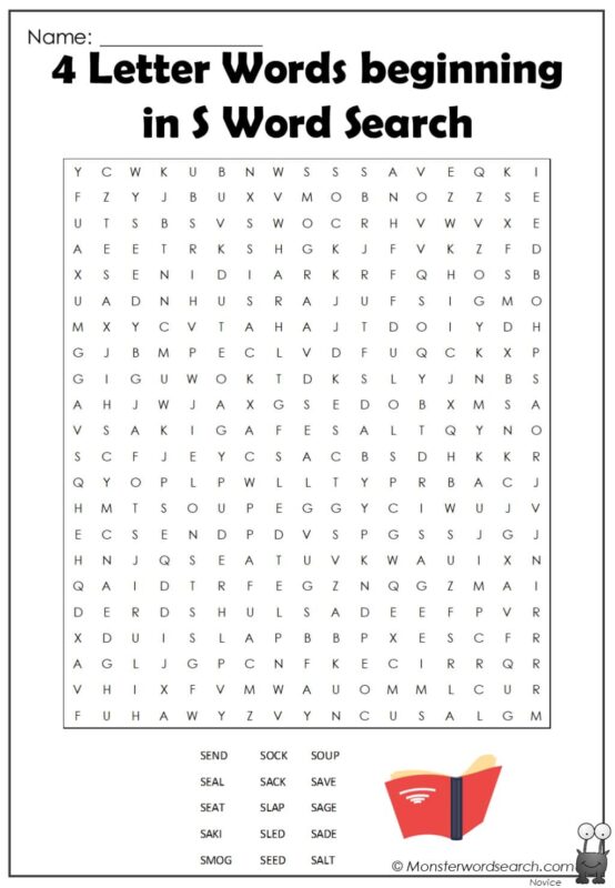 4 Letter Words beginning in S Word Search
