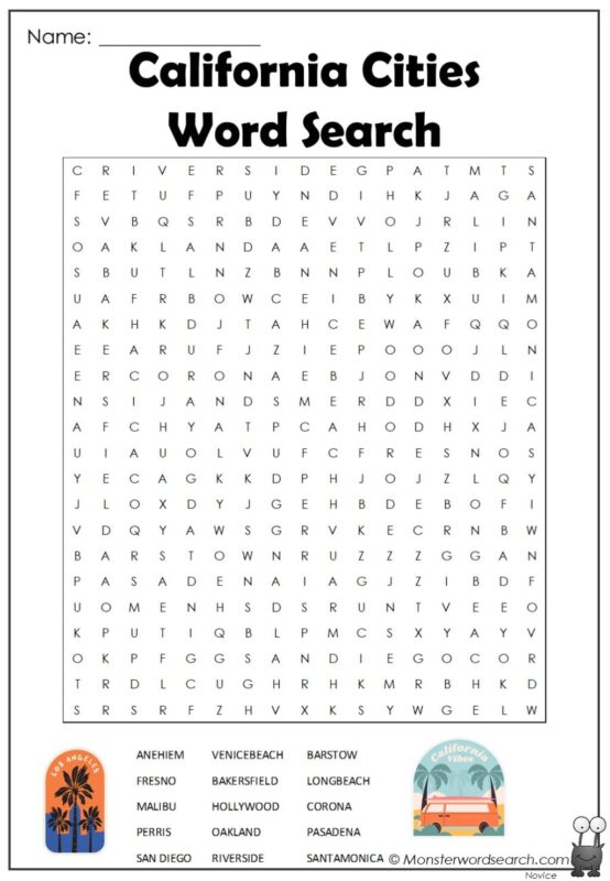 California Cities Word Search