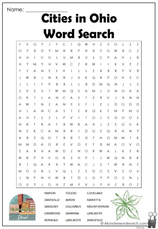 Cities in Ohio Word Search