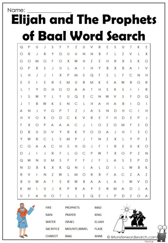 Elijah and The Prophets of Baal Word Search