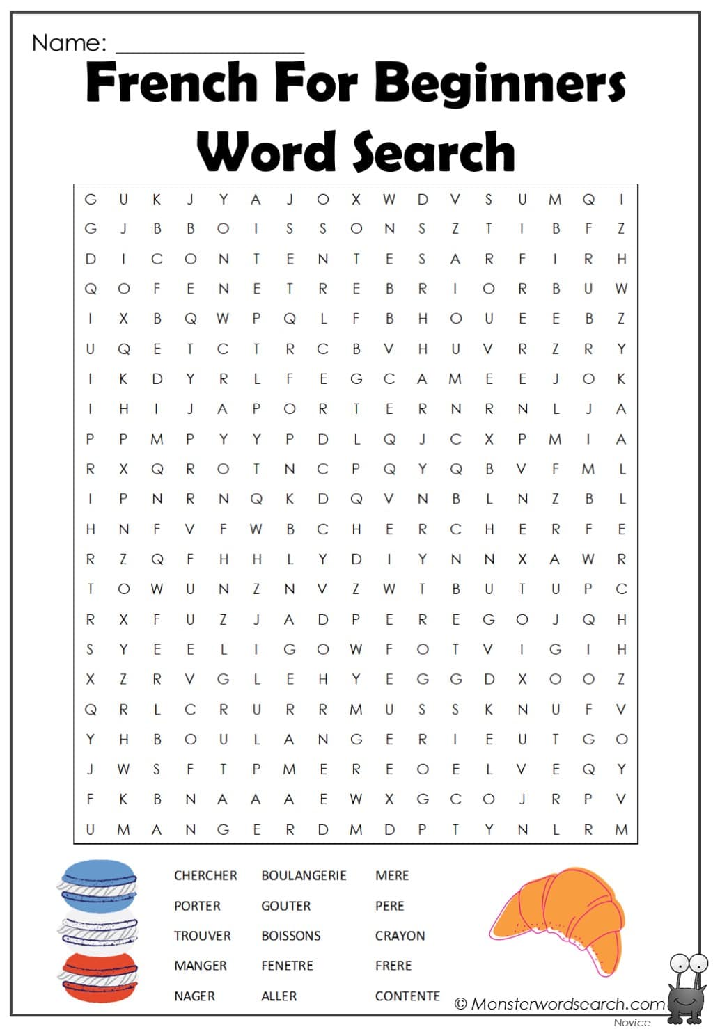 french-for-beginners-word-search-monster-word-search
