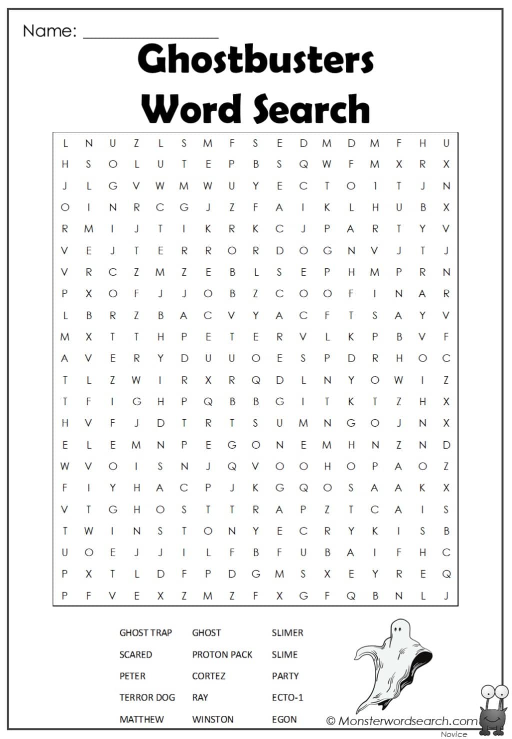 Ghostbusters Word Search