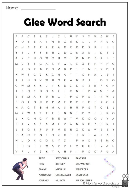 Glee Word Search