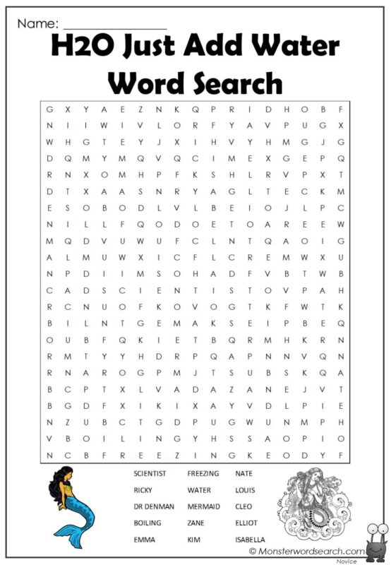 H2O Just Add Water Word Search
