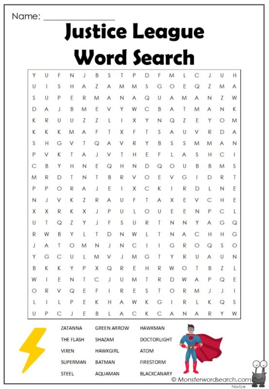 Justice League Word Search