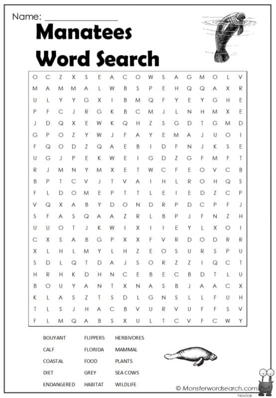 Manatees Word Search