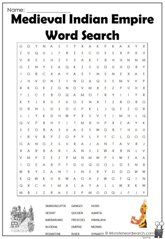Medieval Indian Empire Word Search