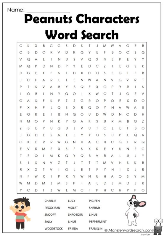 Peanuts Characters Word Search