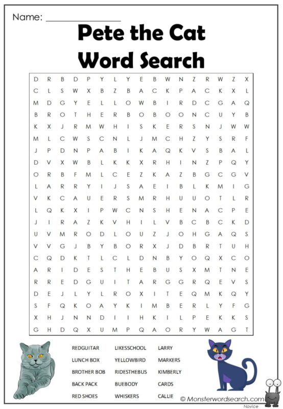 Pete the Cat Word Search
