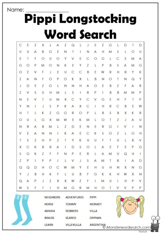Pippi Longstocking Word Search