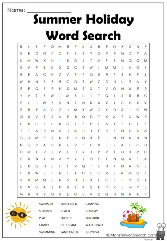 Summer Holiday Word Search