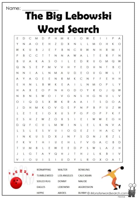 The Big Lebowski Word Search