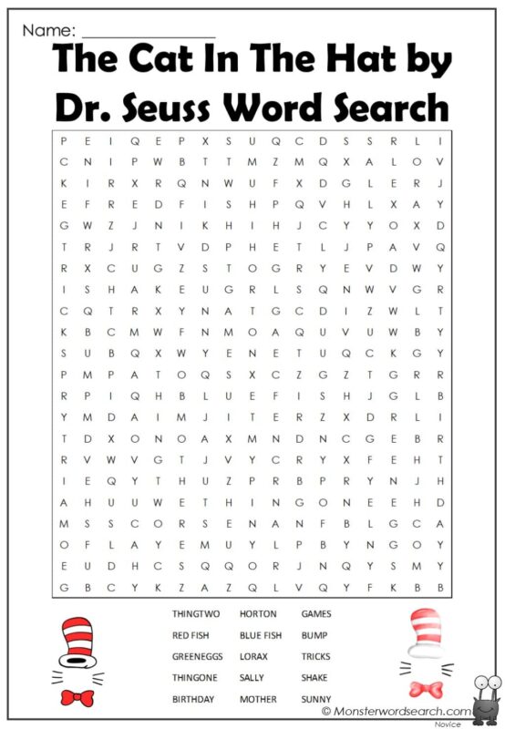 The Cat In The Hat by Dr. Seuss Word Search