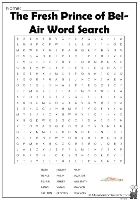 The Fresh Prince of Bel-Air Word Search