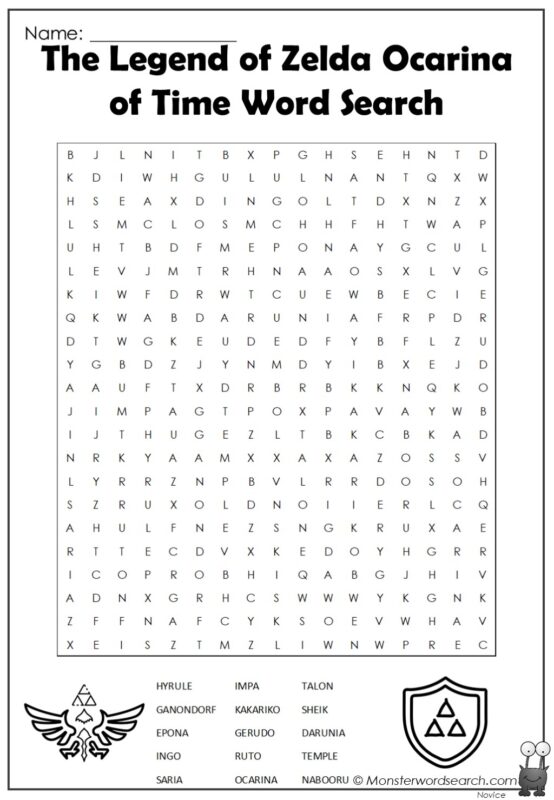 The Legend of Zelda Ocarina of Time Word Search