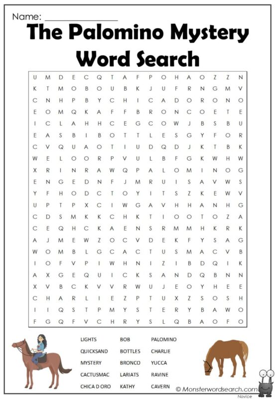 The Palomino Mystery Word Search