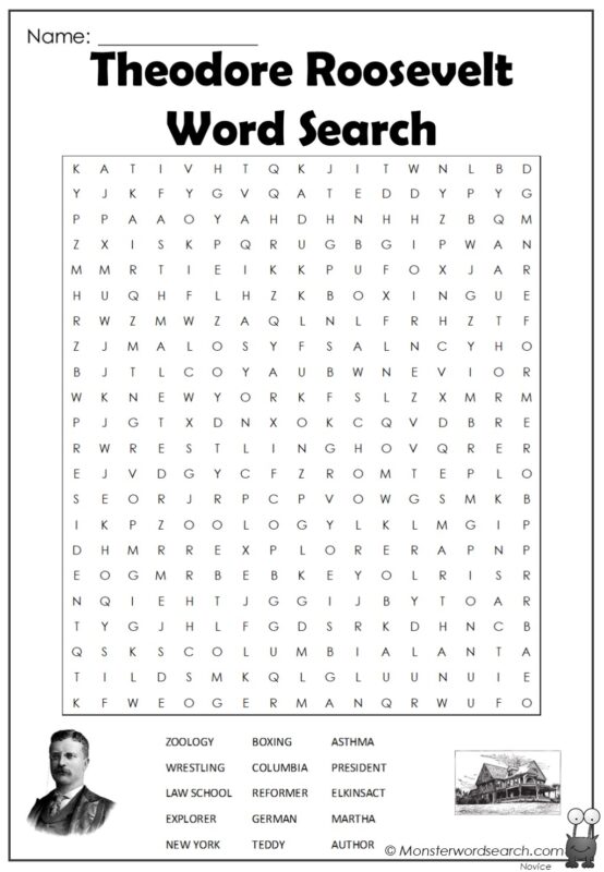 Theodore Roosevelt Word Search