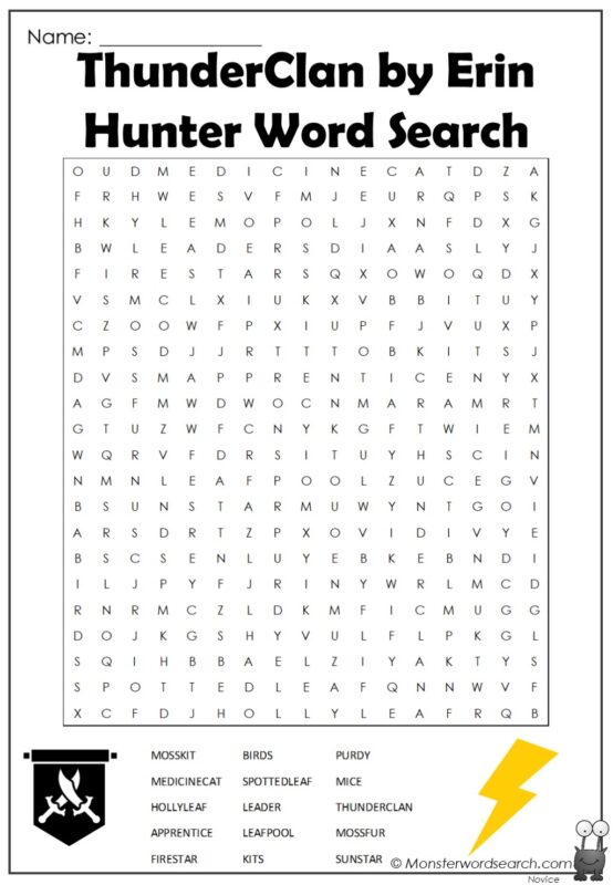ThunderClan by Erin Hunter Word Search