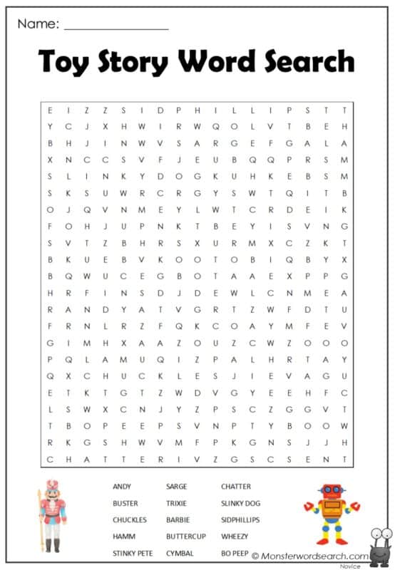 Toy Story Word Search