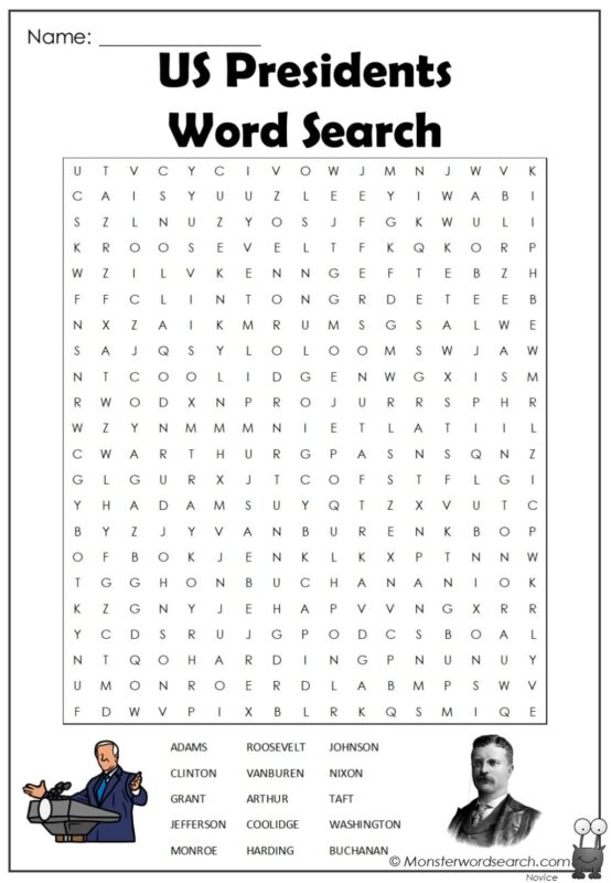 US Presidents Word Search